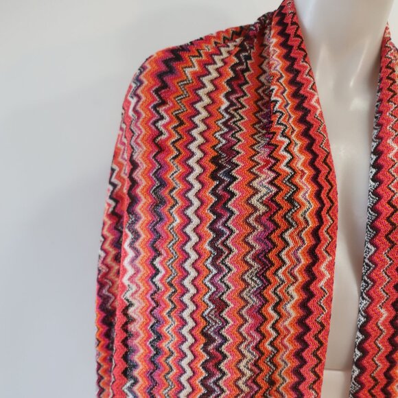 NWT Womens Missoni Multicolor Viscose Chevron Fringed Wrap Scarf Shawl OS - Picture 8 of 15